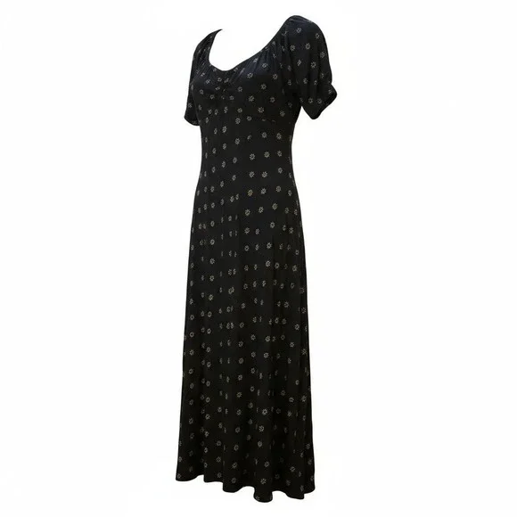 Madewell Size 0 Black Sweetheart Puff-Sleeve‎ Midi Dress New With Tags - Picture 6 of 14